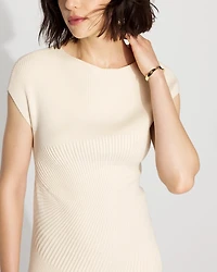 Petite Asymmetric Ribbed Sweater Dress
