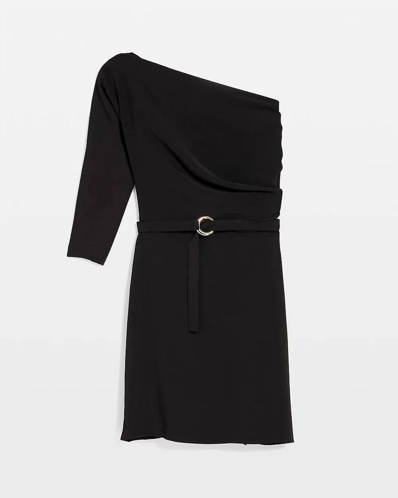 Off-The-Shoulder Belted Dress