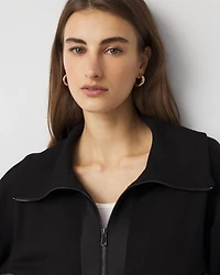 Rib Trim Zip-Up Jacket