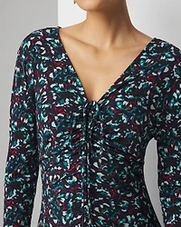 Long Sleeve Ruched Front Midi Dress