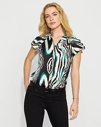 Flutter-Sleeve Satin Shirt