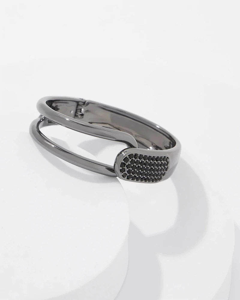 Hematite + Pavé Hinge Bracelet