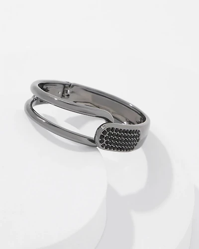 Hematite + Pavé Hinge Bracelet