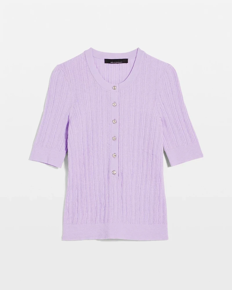 Elbow-Sleeve Henley Sweater