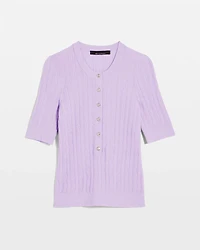Elbow-Sleeve Henley Sweater