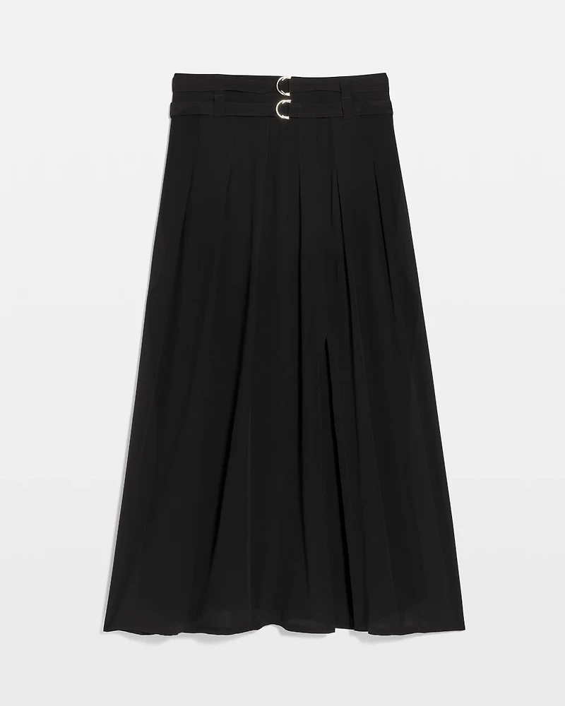 Petite Pleated Crepe Maxi Skirt