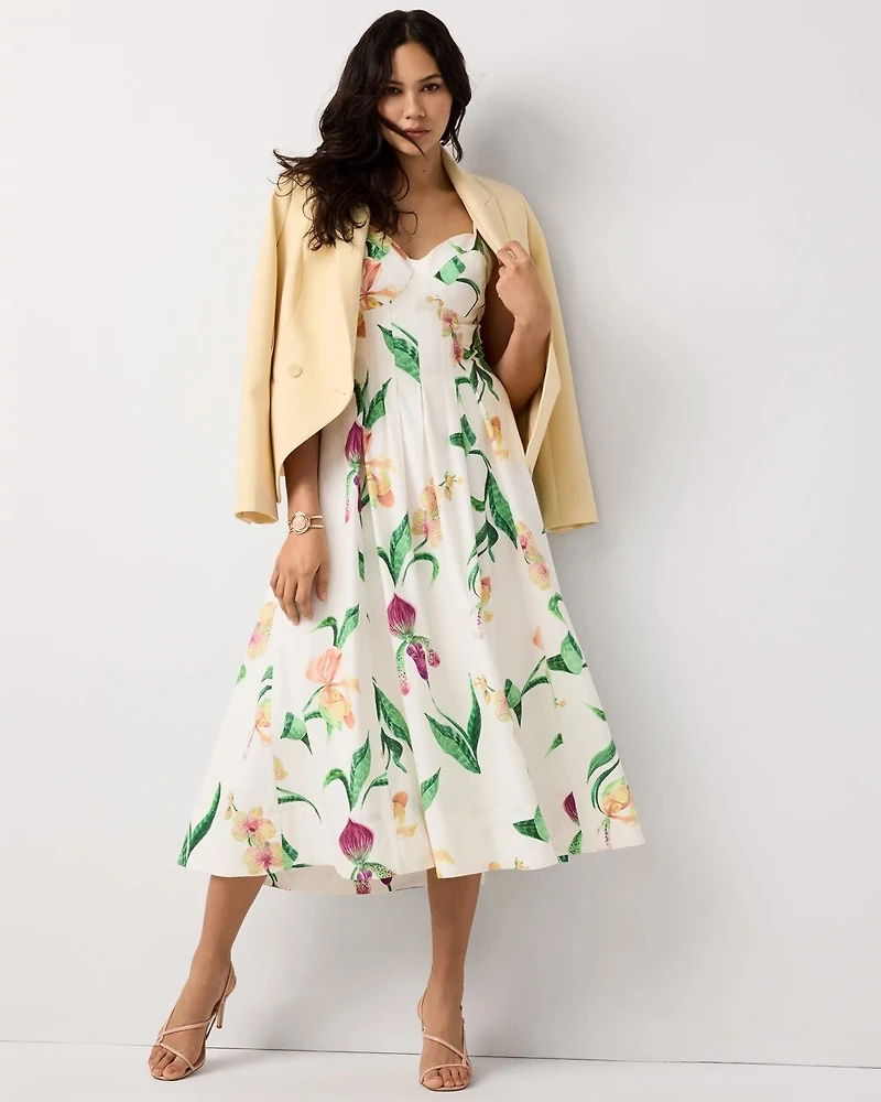 Corset Poplin Midi Dress