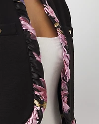 Satin Trim Cropped Cardigan