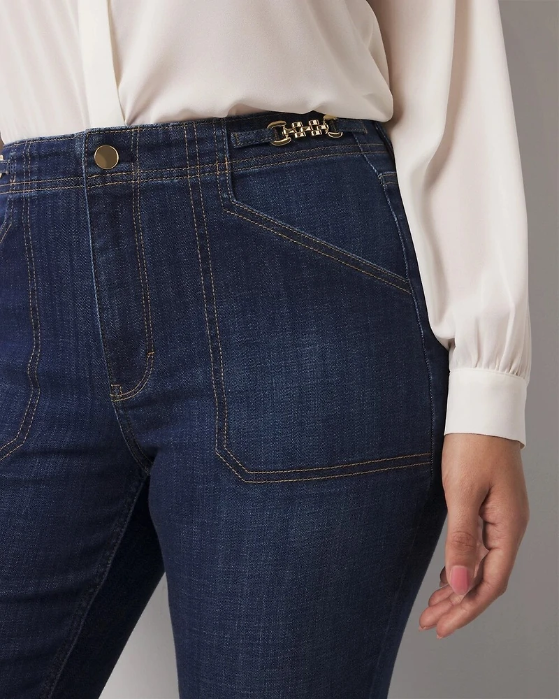 Chain Detail High-Rise Bootcut Jean