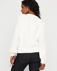 Satin Bow Cable Knit Sweater