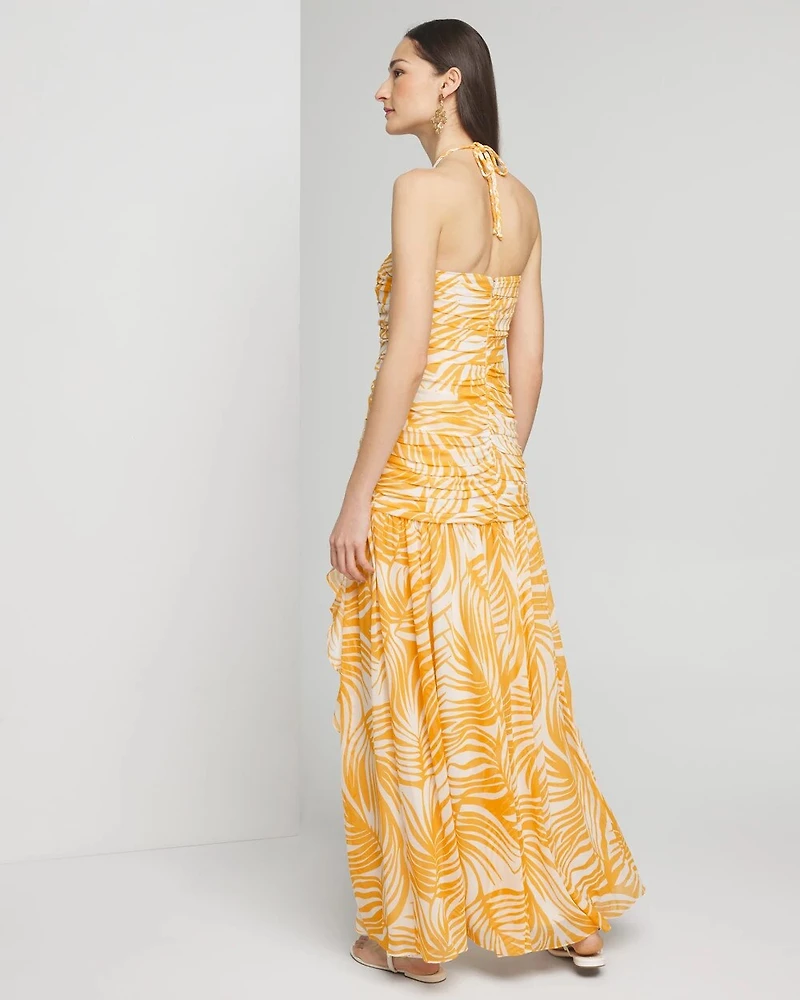 Halter Braid Ruched Maxi Dress