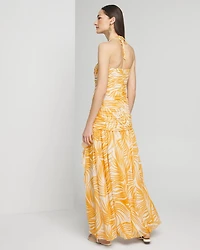 Halter Braid Ruched Maxi Dress