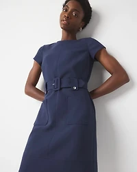 Petite Belted Ponte Shirt Dress