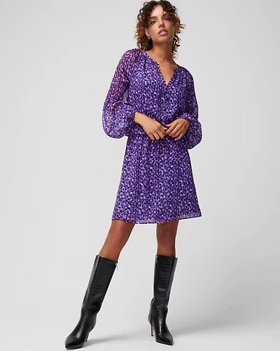 Long Sleeve Smocked Waist Blouson Dress