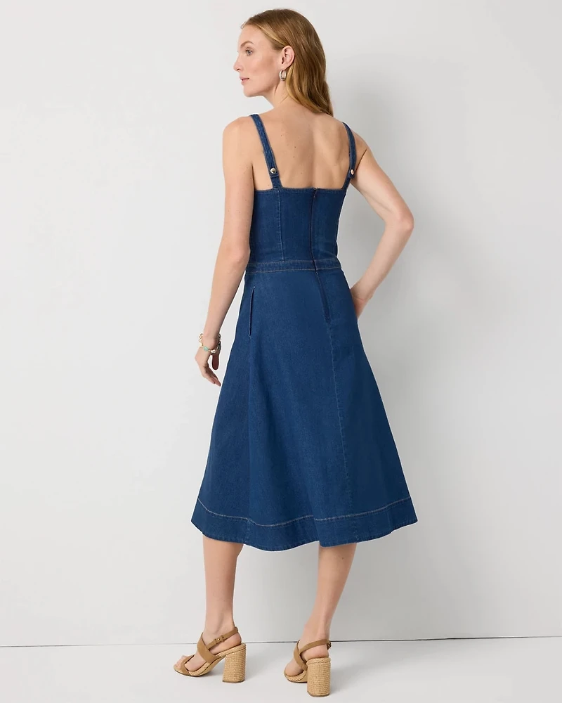 Sleeveless Denim Midi Dress