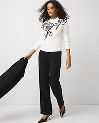 Floral Applique Pullover Sweater