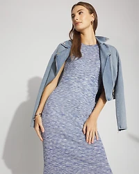Space-Dye Ribbed Midi Dress with Lurex