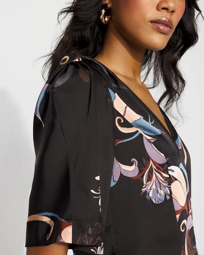 Satin Twist-Shoulder Top