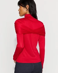 Petite Convertible Mockneck Rib Knit Top