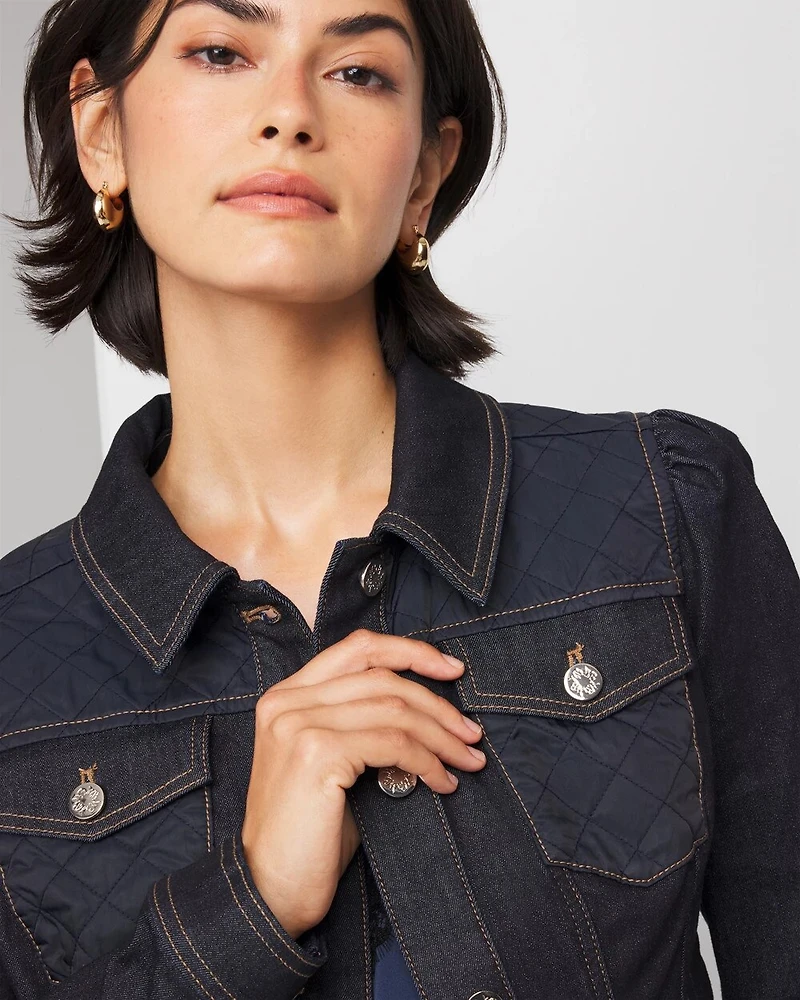 Petite Quilted Jean Jacket