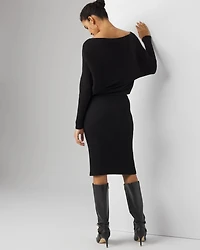 Off-Shoulder Ribbed Sweater Dress