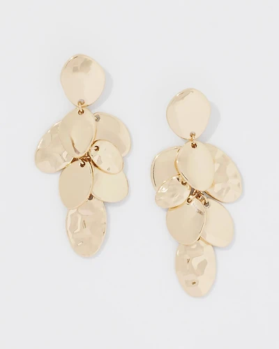 Gold Hammered Disc Drop Earrings