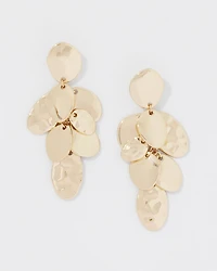 Gold Hammered Disc Drop Earrings