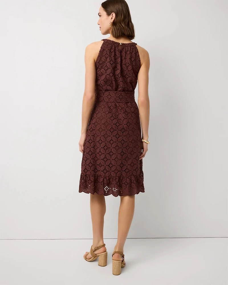 Eyelet Cotton Halter Dress
