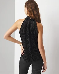 Leopard Print Burnout Velvet Halter Top