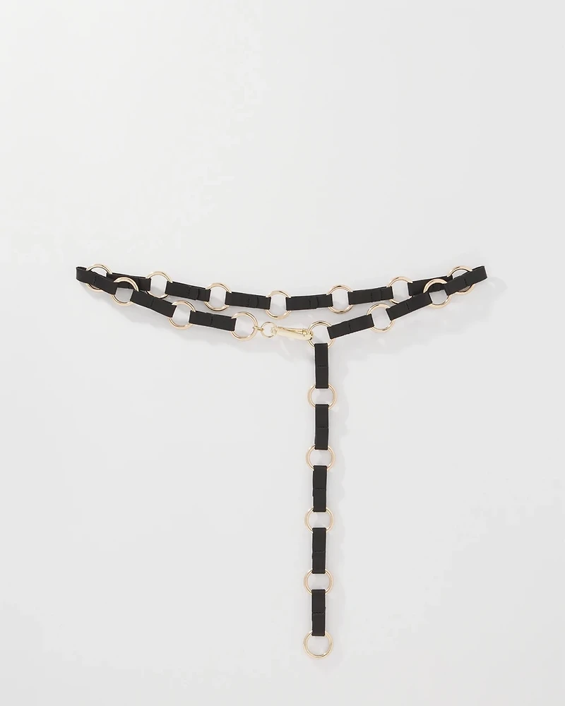 Faux Leather Adjustable Chain Belt