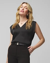 Petite Ruched Shoulder Shell Top