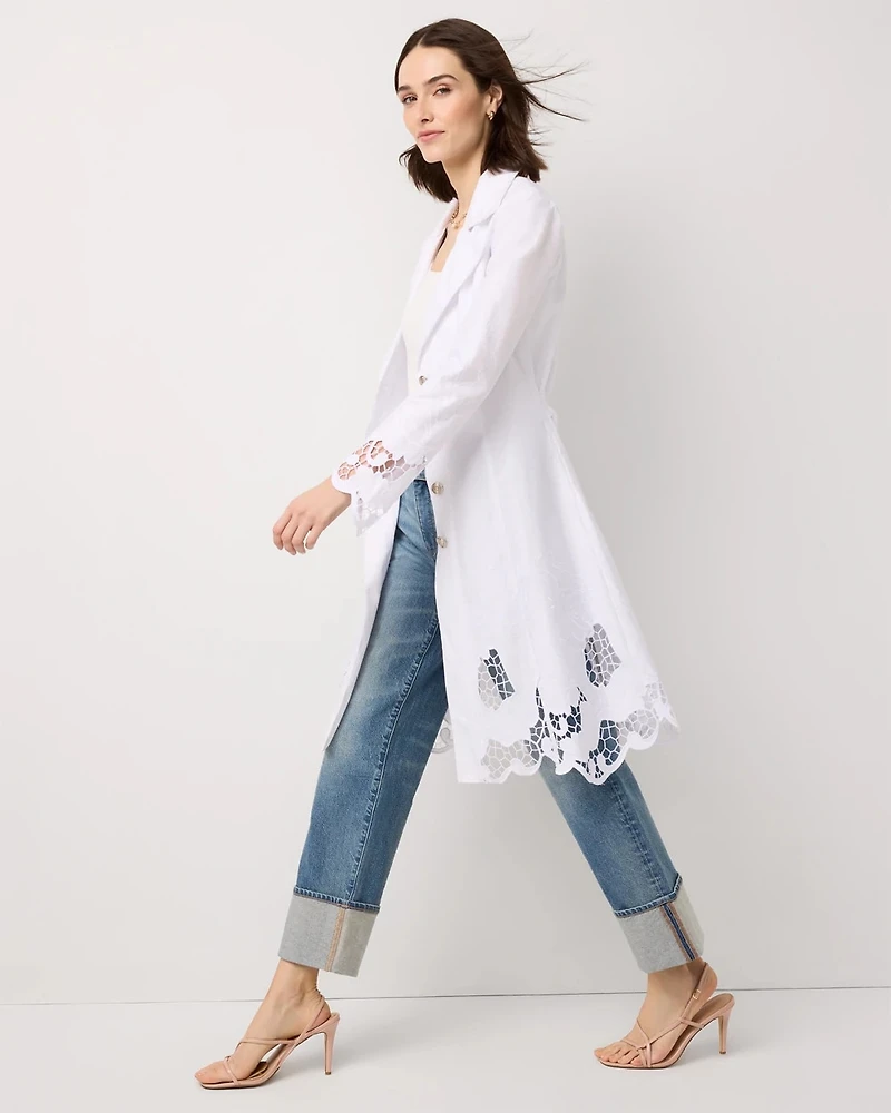 Embroidered Cutwork Trench Coat
