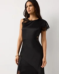 Satin Lace Detail Maxi Dress