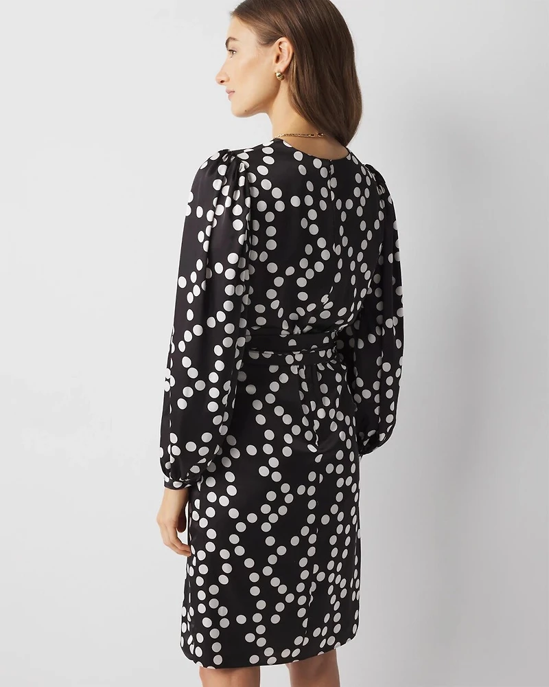 Polka Dot Faux Wrap Dress