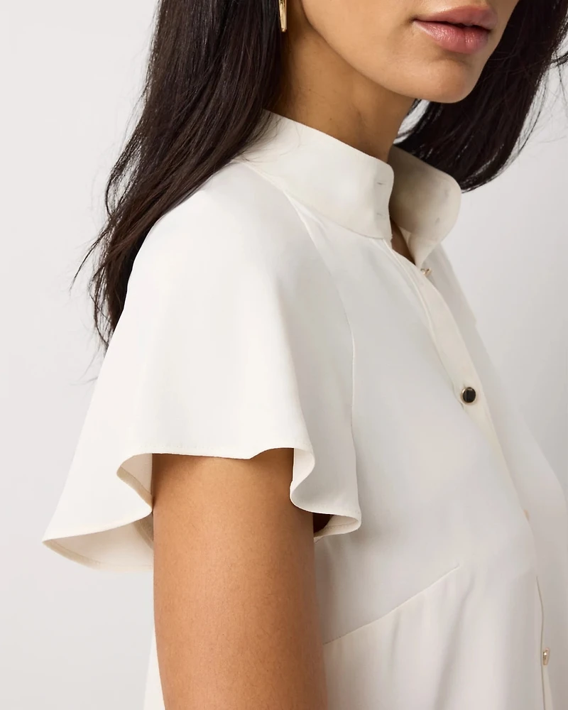 Flutter Sleeve Crepe Shell