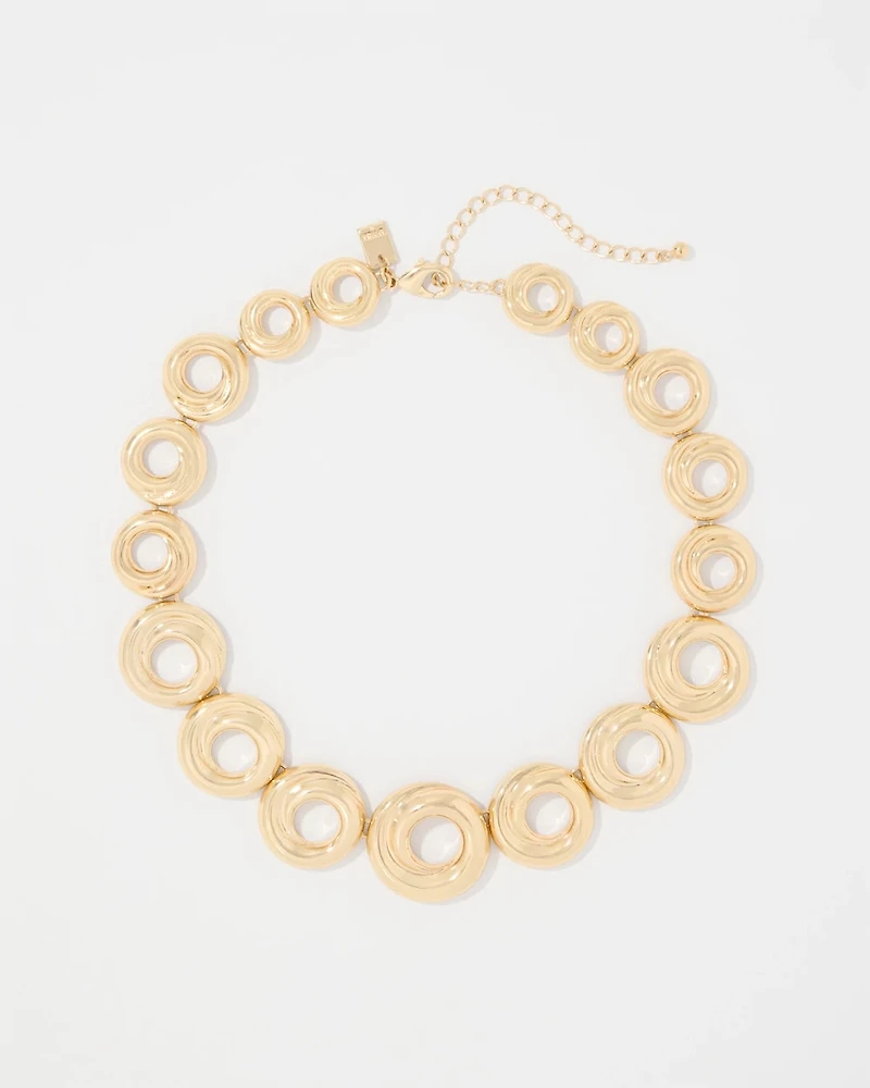 Sculptural Rings Single Strand Necklace