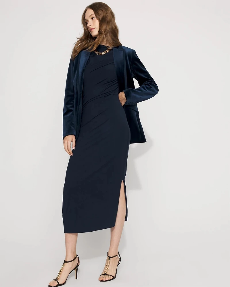 Asymmetrical Mockneck Bodycon Dress