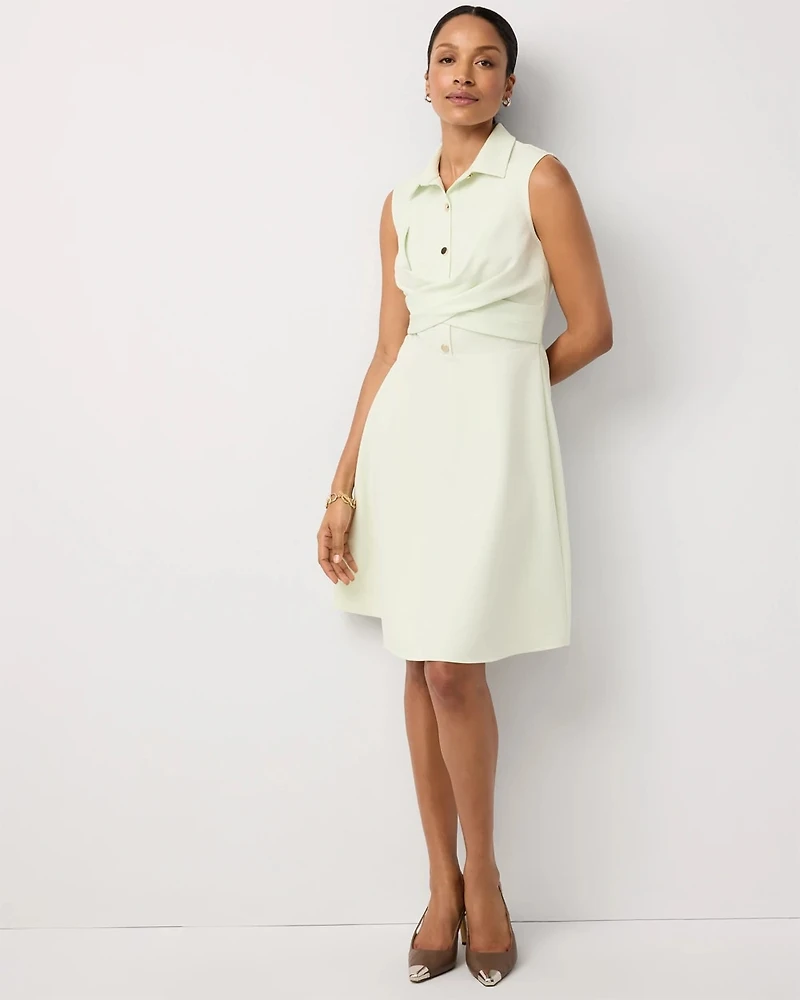 Faux Front Twist Shirt Dress