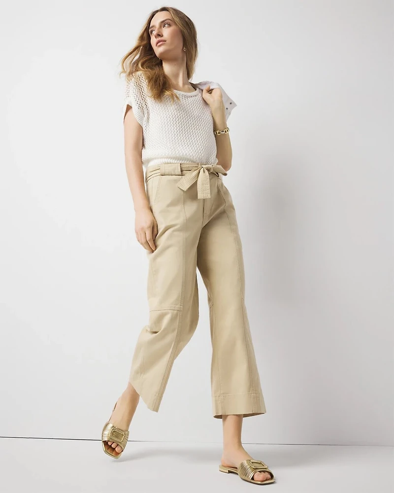 Extra High-Rise Pret Belted Wide Leg Cropped Pant