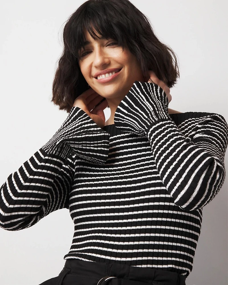 Striped Flared Cuff Sweater