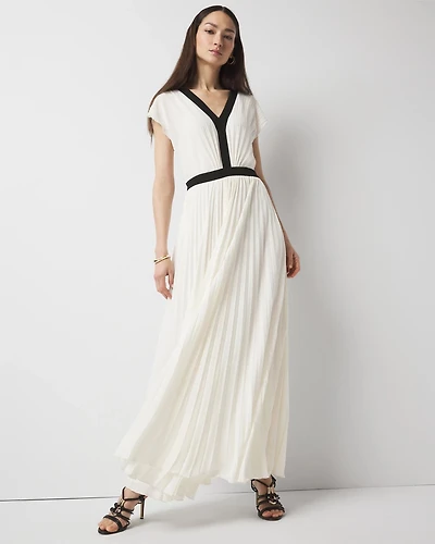 Colorblocked Pleated Maxi Dress