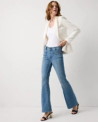 Pintuck Horsebit High Rise Flare Jean