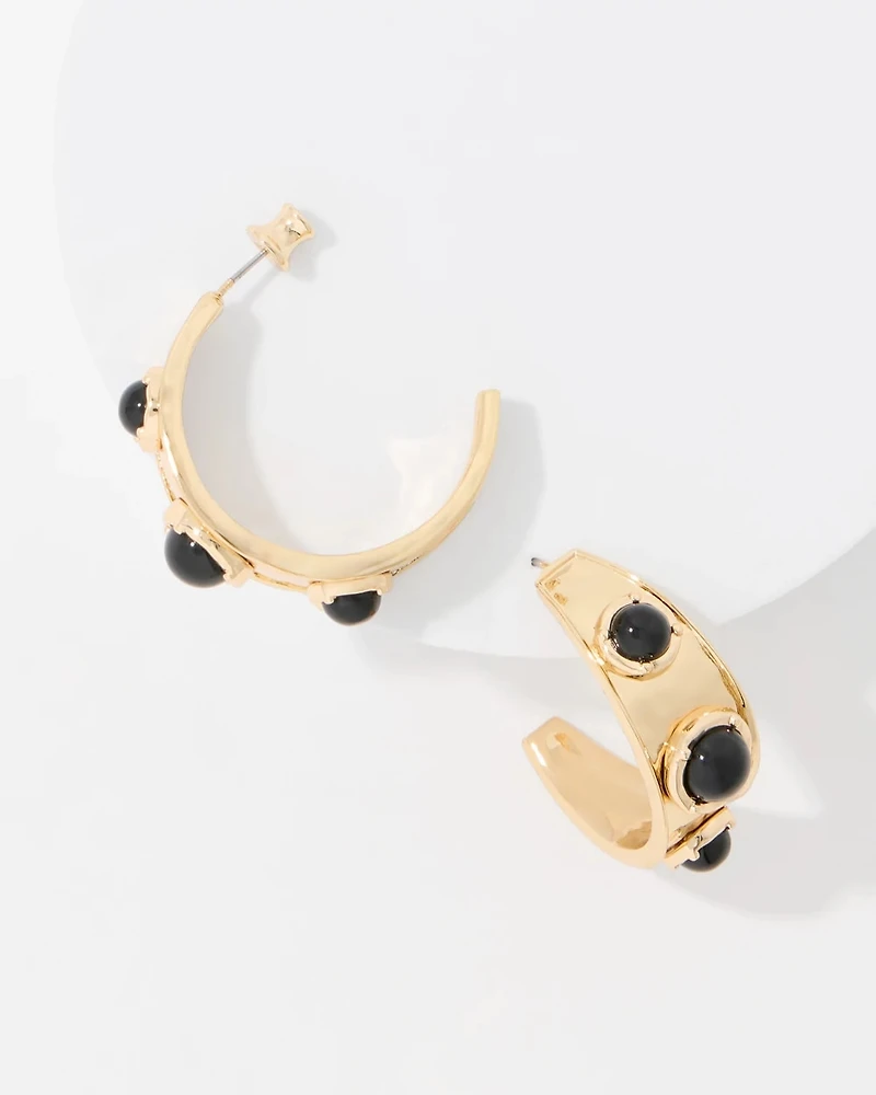 Black Cap Hoop Earrings