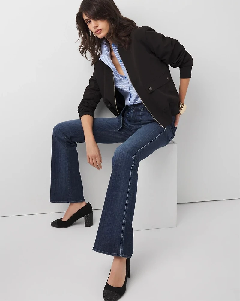 High-Rise Belted Skinny Flare Jeans