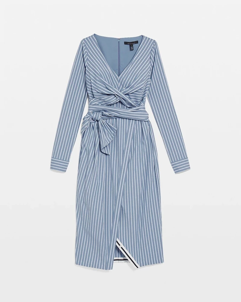 Poplin Twist-Front Midi Shirt Dress