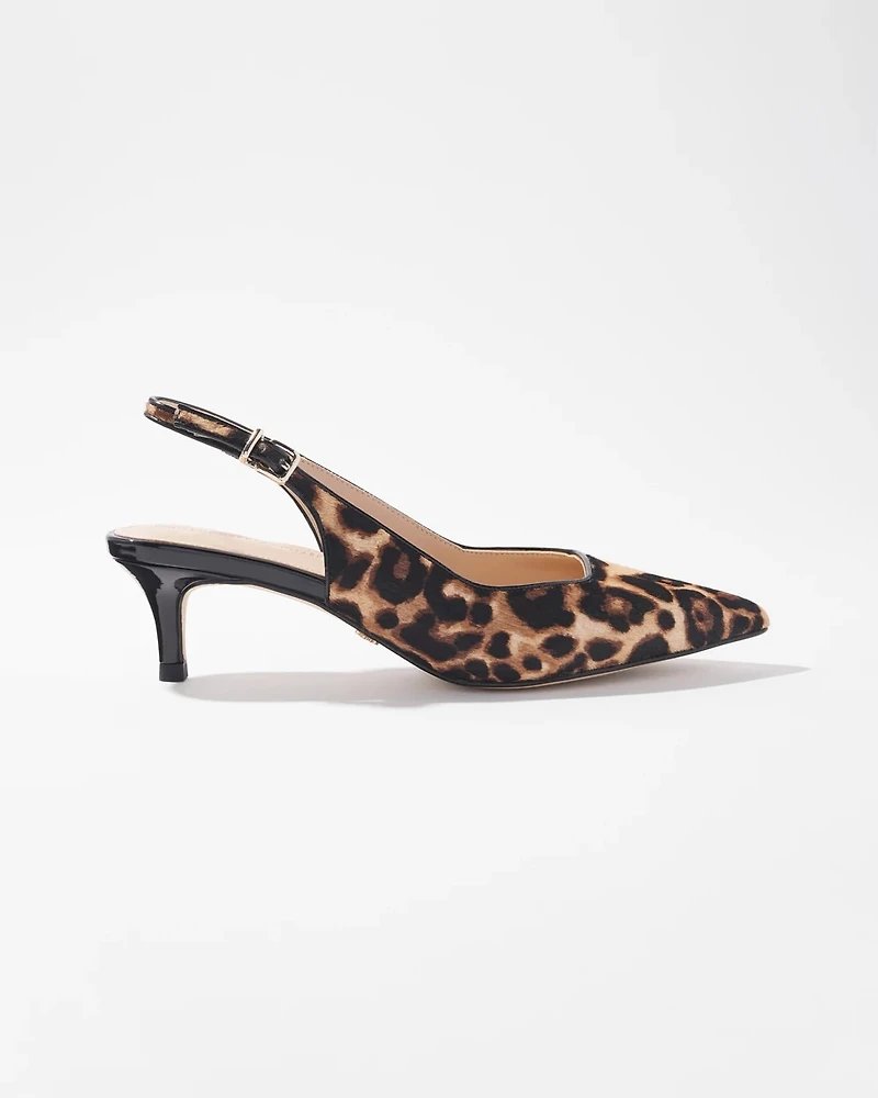 Leopard Slingback Kitten Heels