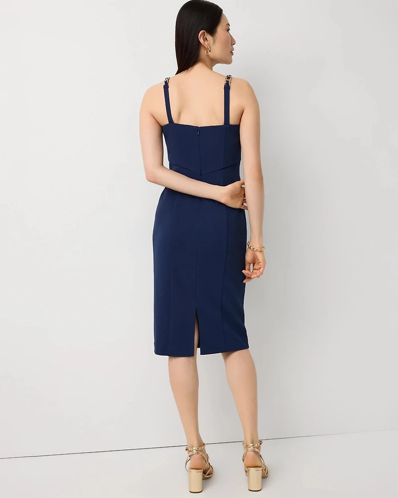 Chain Detail Crepe Dress