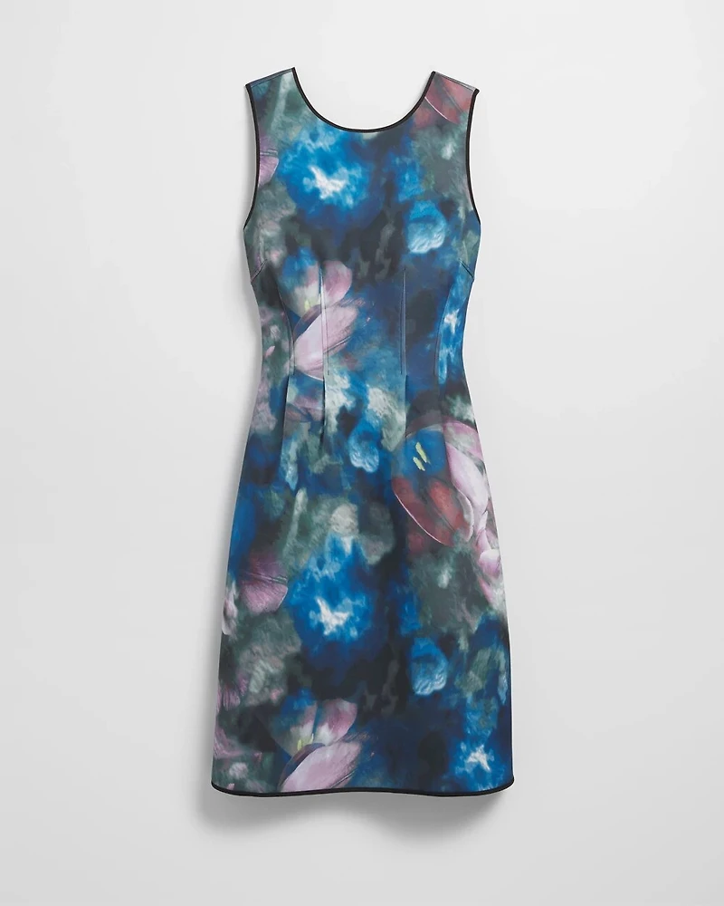 Printed Scuba Fit-and-Flare Dress
