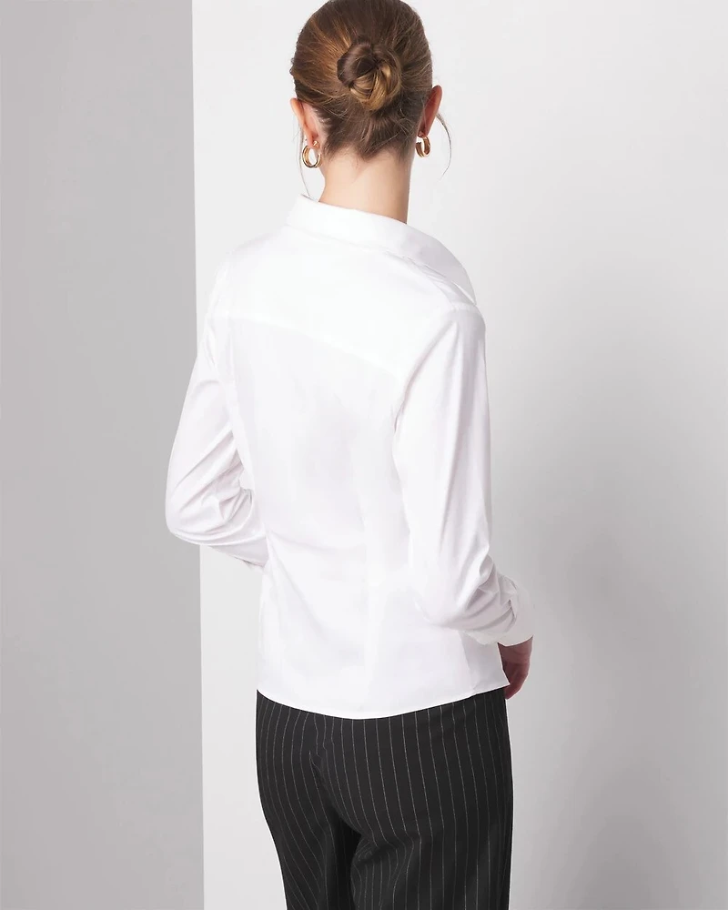 Long Sleeve Surplice Poplin Shirt