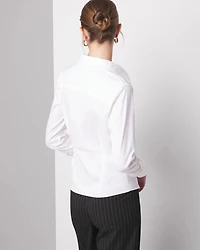 Long Sleeve Surplice Poplin Shirt